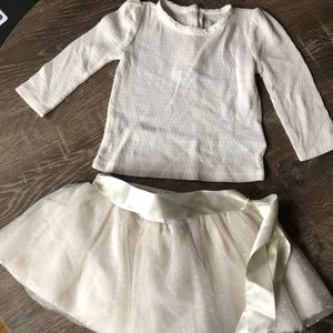 Ralph Lauren taffeta skirt and top combo, 9m cream